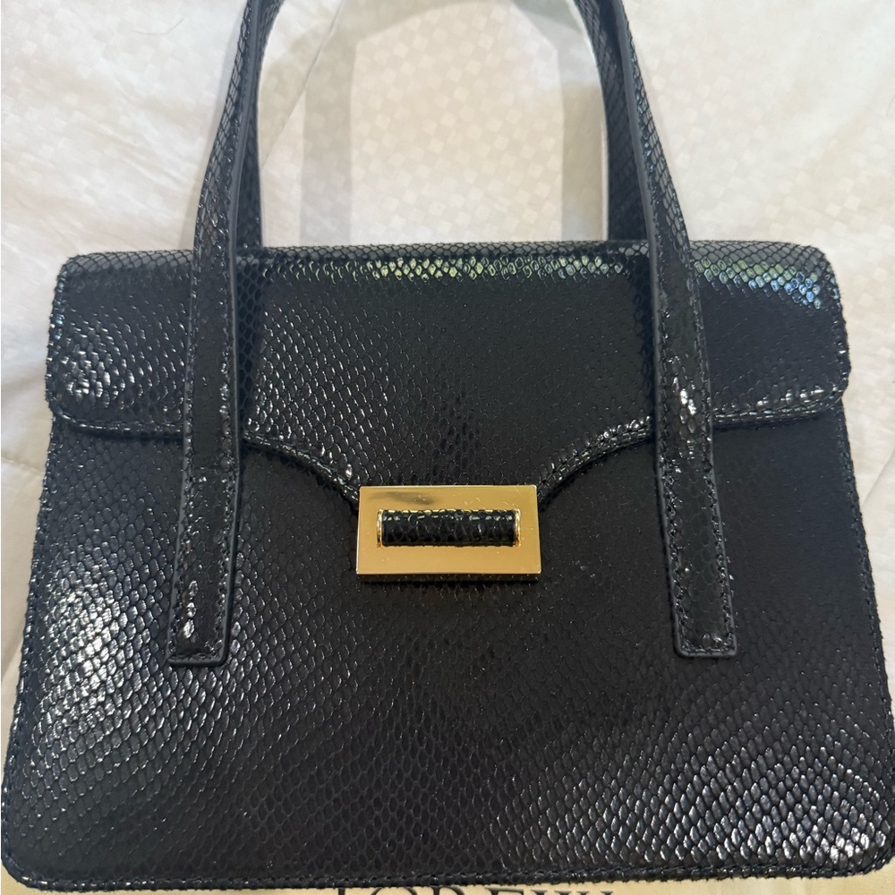 J.Crew Edie accordion bag in snake-embossed Italian leather